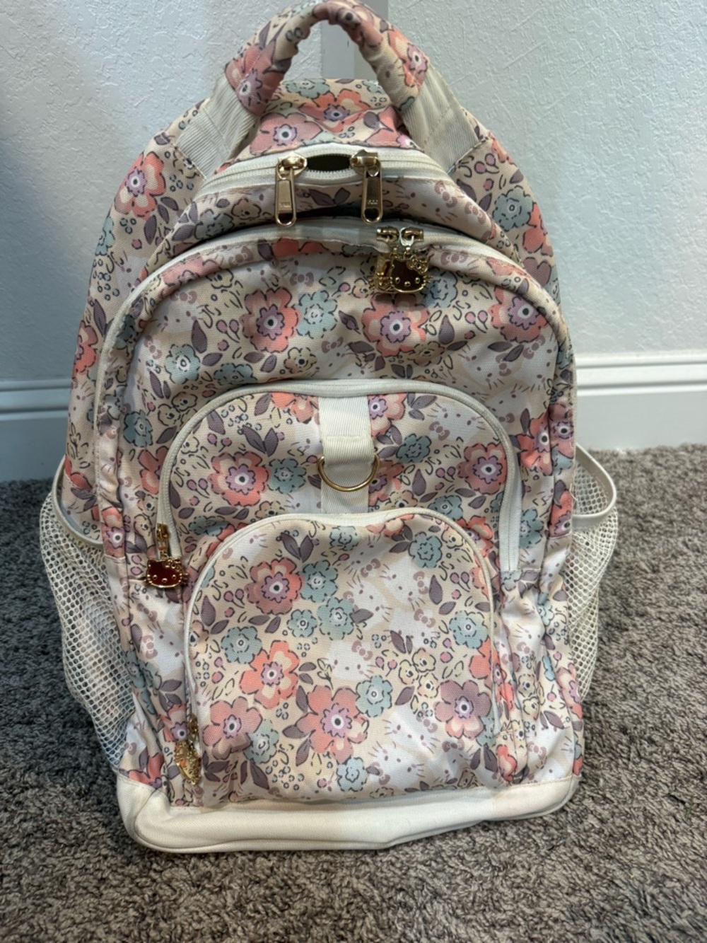 Pottery Barn Teen Floral Backpack - Pink, Cream, Blue